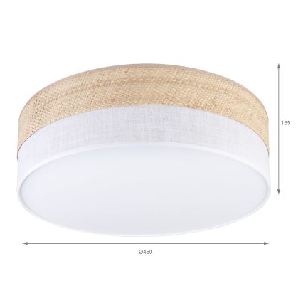 Потолочный светильник SIRJA BOHO 2xE27/15W/230V, диаметр 45 см, бежевый/белый