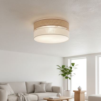 Потолочный светильник SIRJA DOUBLE BOHO 2xE14/15W/230V Ø 35 см бежевый/кремовый