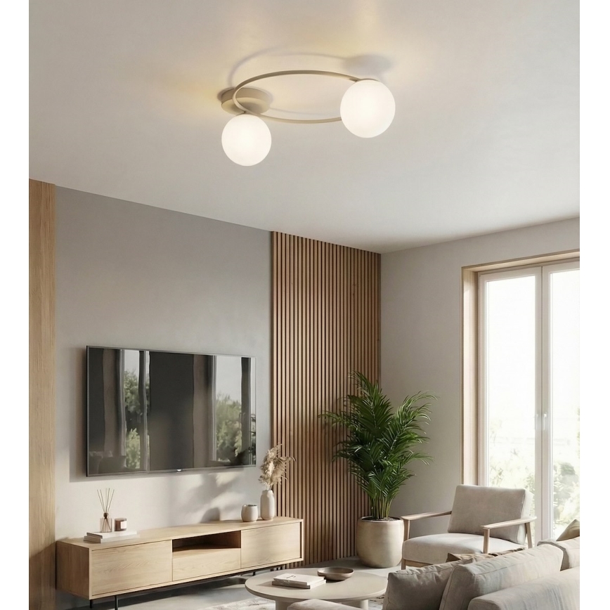 Потолочный светильник SOPRA 2xE14/10W/230V бежевый/белый