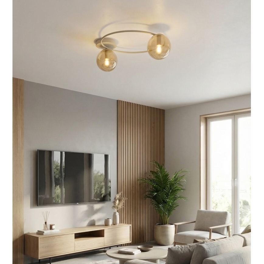 Потолочный светильник SOPRA 2xE14/10W/230V бежевый/дымчато-бежевый