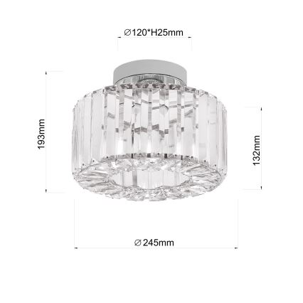Потолочный светильник VETRO 1xE27/15W/230V, диаметр 24,5 см, матовый хром