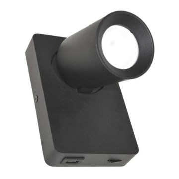 Потолочный точечный светильник TAFT 1xGU10/30W/230V USB черный