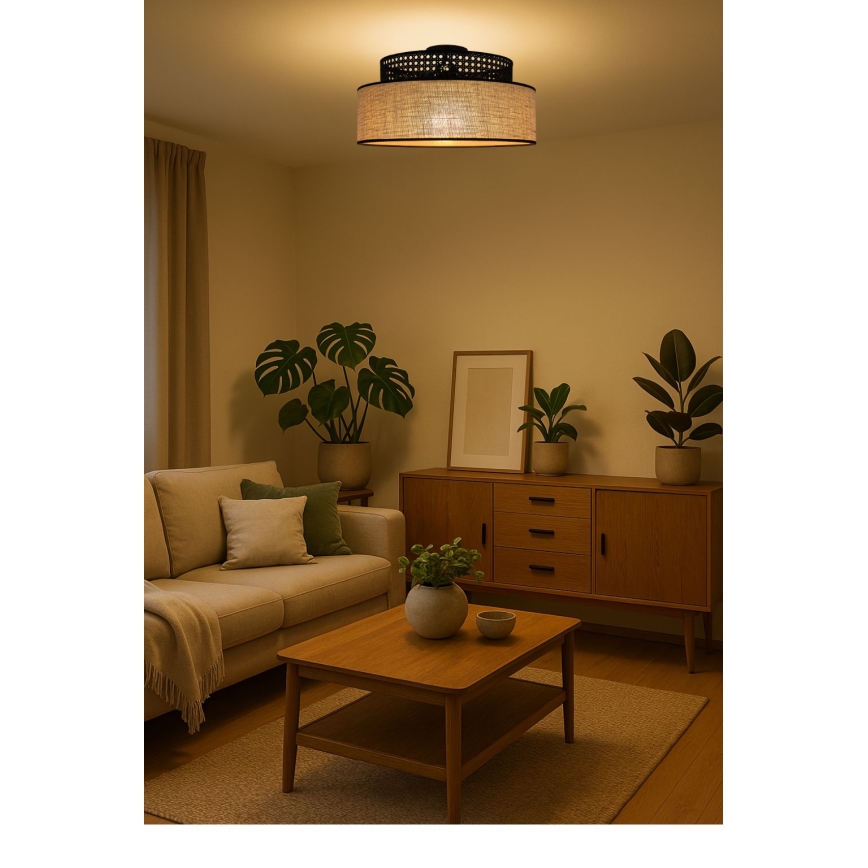 Потолочный светильник BOHO 1xE27/60W/230V черный/ротанг