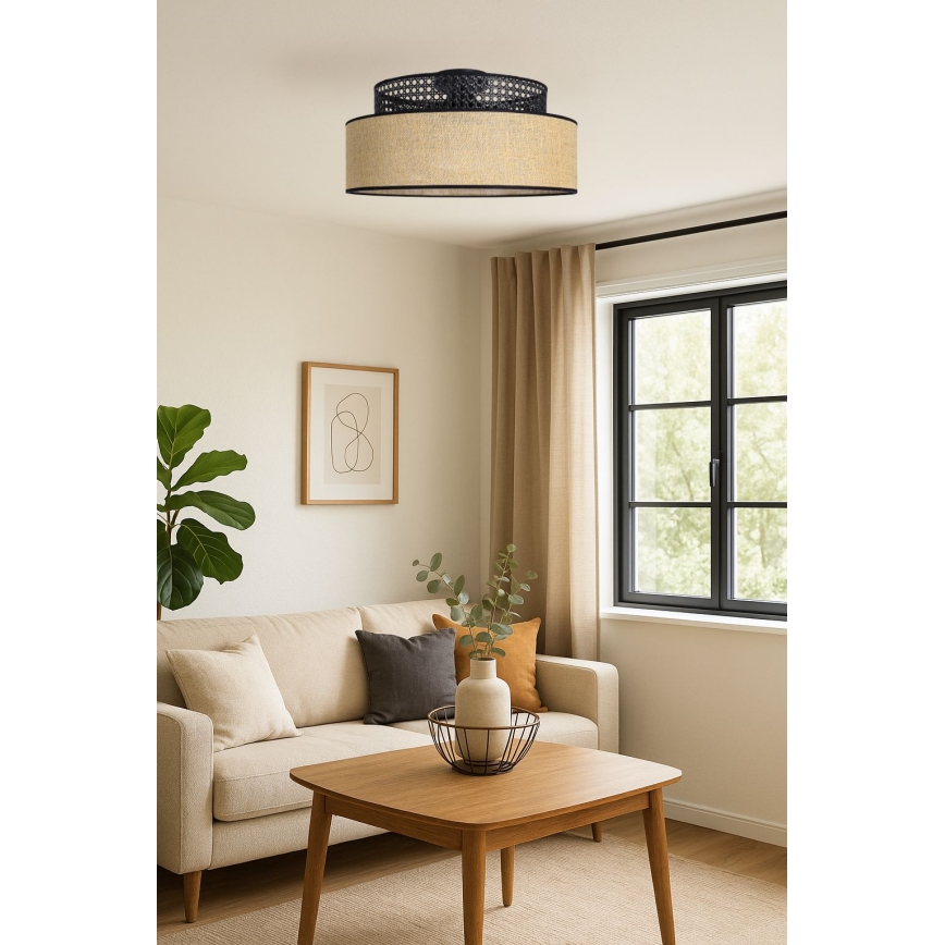 Потолочный светильник BOHO 1xE27/60W/230V черный/ротанг