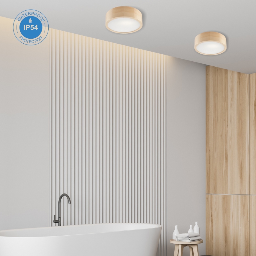 Потолочный светильник для ванной комнаты NATURAL 2xE27/15W/230V IP54 сосна ø 27 cm
