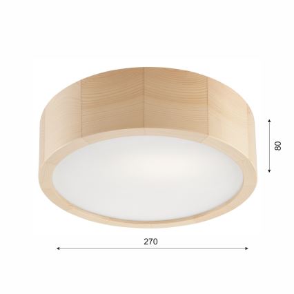 Потолочный светильник для ванной комнаты NATURAL 2xE27/15W/230V IP54 сосна ø 27 cm