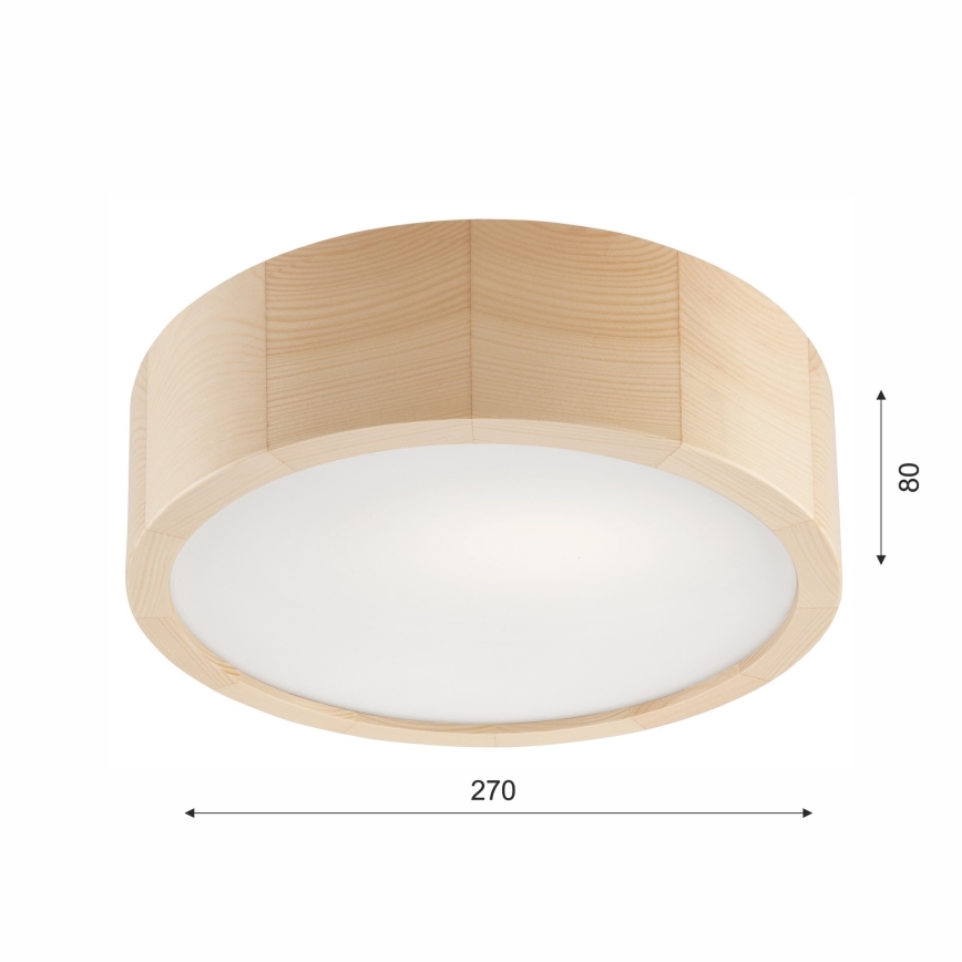 Потолочный светильник для ванной комнаты NATURAL 2xE27/15W/230V IP54 сосна ø 27 cm