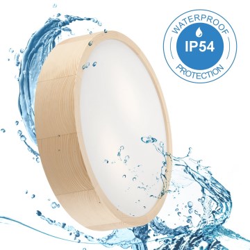 Потолочный светильник для ванной комнаты NATURAL 3xE27/15W/230V IP54 сосна ø 37 cm - FSC сертифицировано