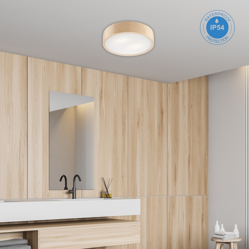 Потолочный светильник для ванной комнаты NATURAL 3xE27/15W/230V IP54 сосна ø 37 cm - FSC сертифицировано
