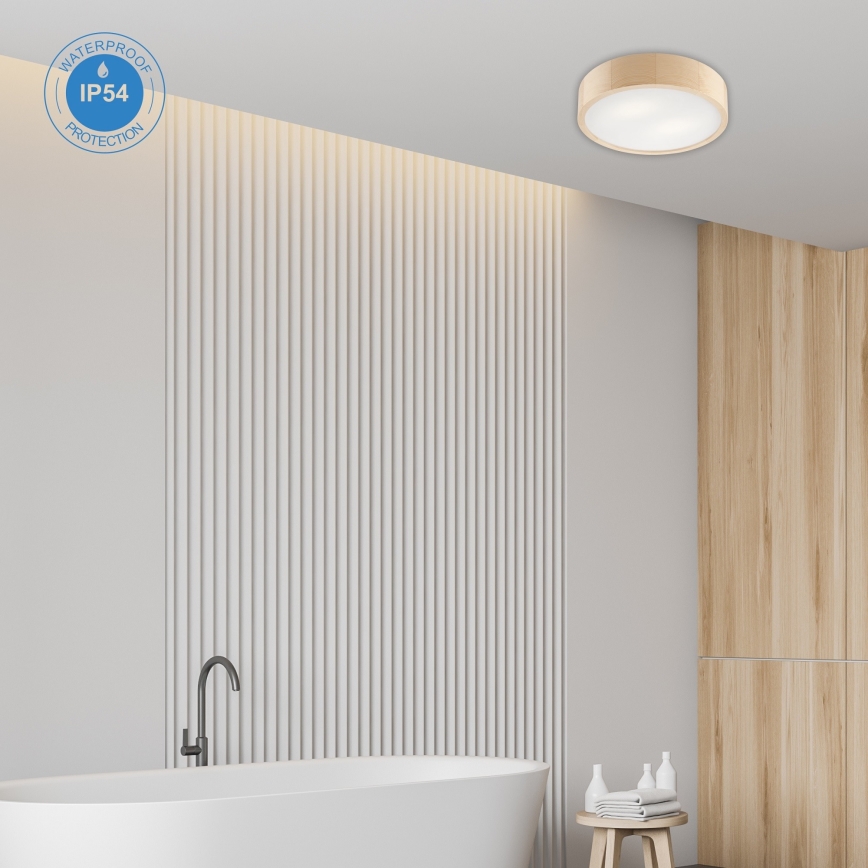 Потолочный светильник для ванной комнаты NATURAL 3xE27/15W/230V IP54 сосна ø 37 cm - FSC сертифицировано