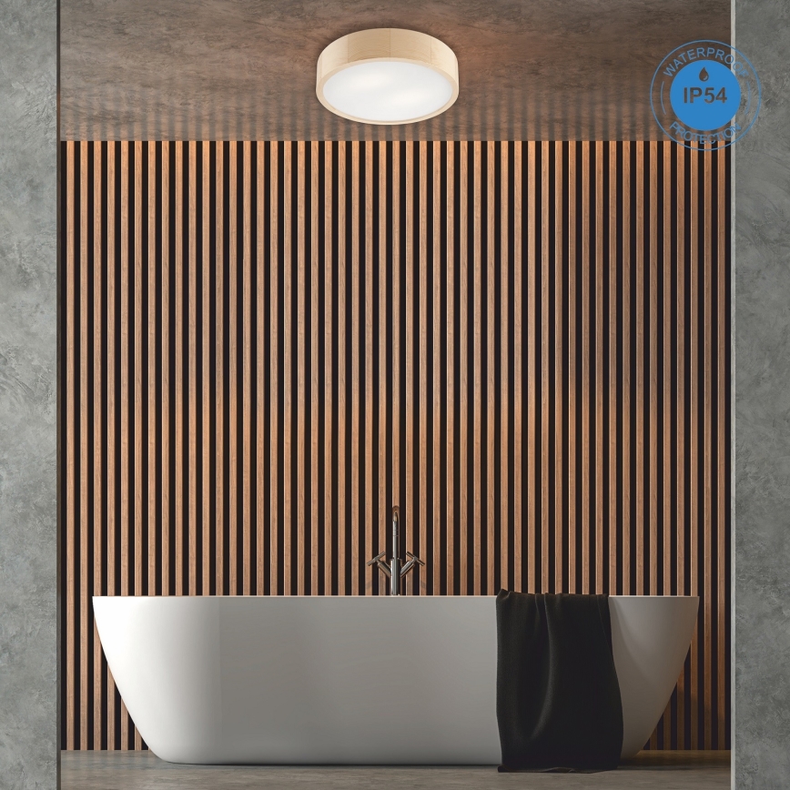 Потолочный светильник для ванной комнаты NATURAL 3xE27/15W/230V IP54 сосна ø 37 cm - FSC сертифицировано