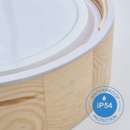 Потолочный светильник для ванной комнаты NATURAL 3xE27/15W/230V IP54 сосна ø 37 cm - FSC сертифицировано