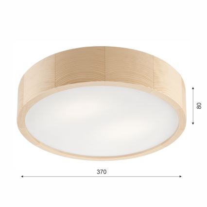 Потолочный светильник для ванной комнаты NATURAL 3xE27/15W/230V IP54 сосна ø 37 cm - FSC сертифицировано