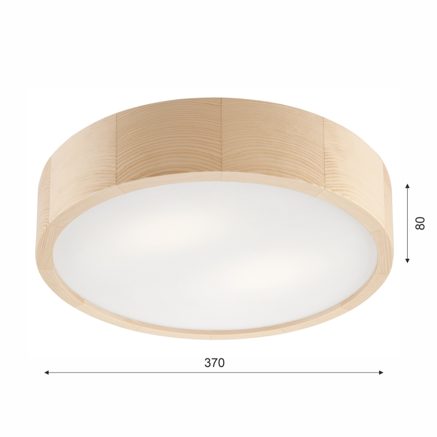 Потолочный светильник для ванной комнаты NATURAL 3xE27/15W/230V IP54 сосна ø 37 cm - FSC сертифицировано