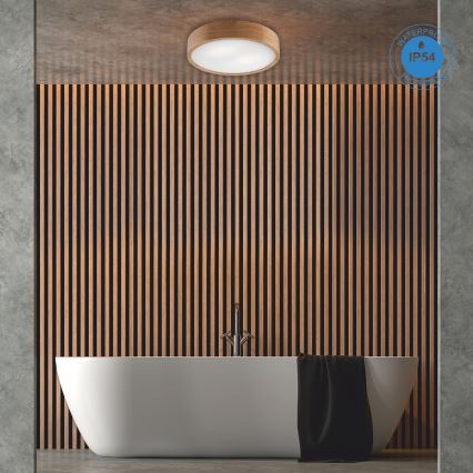 Потолочный светильник для ванной комнаты OAK 3xE27/15W/230V дуб диаметр 37 см IP54 - сертифицировано FSC