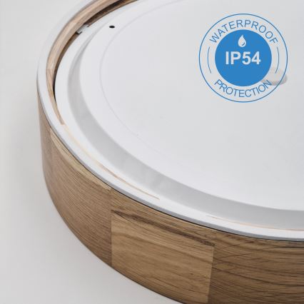 Потолочный светильник для ванной комнаты OAK 3xE27/15W/230V дуб диаметр 37 см IP54 - сертифицировано FSC