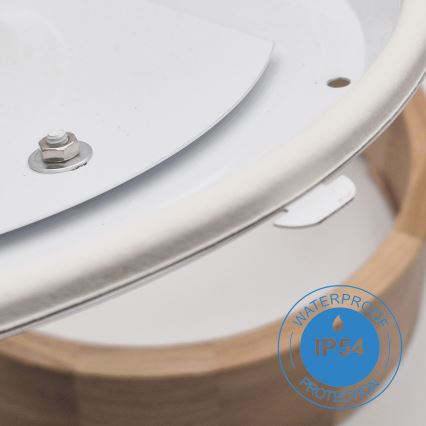 Потолочный светильник для ванной комнаты OAK 3xE27/15W/230V дуб диаметр 37 см IP54 - сертифицировано FSC