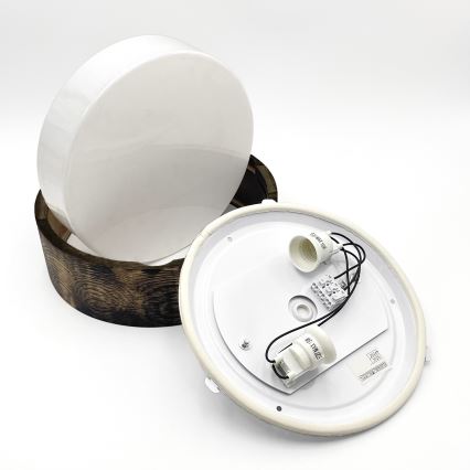Потолочный светильник для ванной комнаты OAK SMOKY 2xE27/15W/230V IP54 диаметр 27,5 см дуб/коричневый