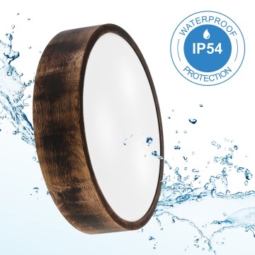 Потолочный светильник для ванной комнаты OAK SMOKY 3xE27/15W/230V IP54 диаметр 37,5 см дуб/коричневый