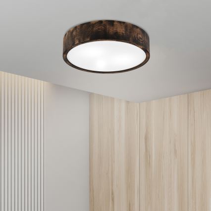 Потолочный светильник для ванной комнаты OAK SMOKY 3xE27/15W/230V IP54 диаметр 37,5 см дуб/коричневый