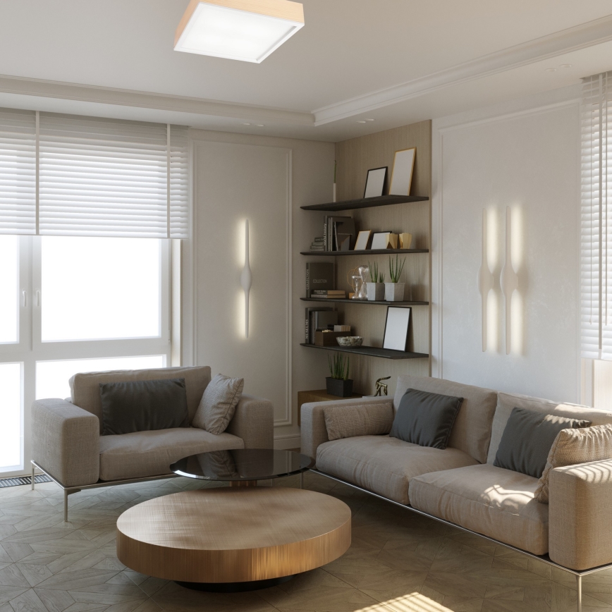 Потолочный светильник NATURAL SQUARE 4xE27/15W/230V 39x39 см сосна/белый