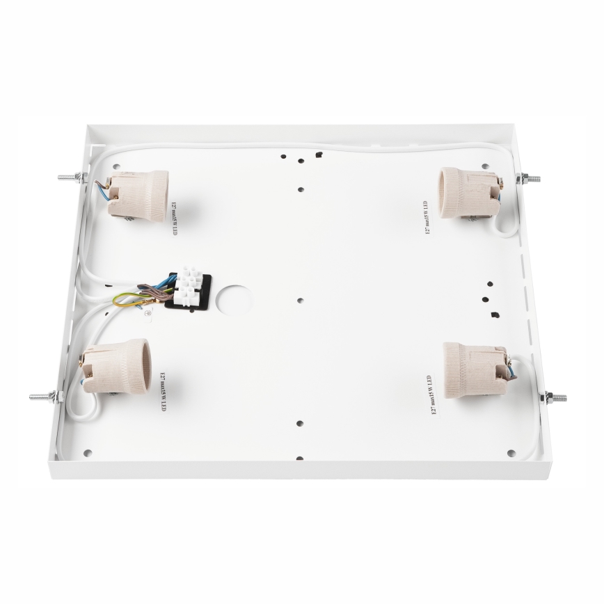 Потолочный светильник NATURAL SQUARE 4xE27/15W/230V 39x39 см сосна/белый