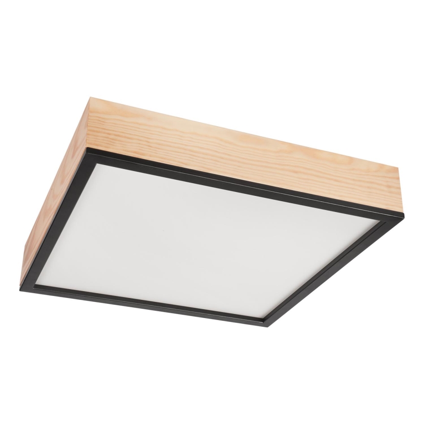 Потолочный светильник NATURAL SQUARE 4xE27/15W/230V 48x48 см сосна/черный