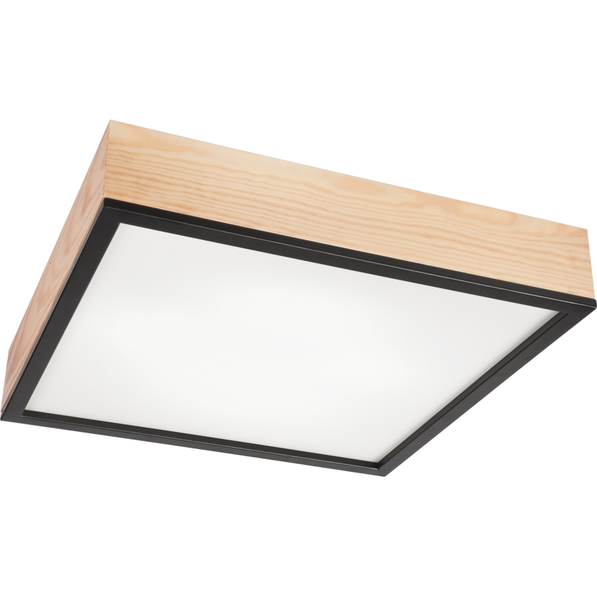 Потолочный светильник NATURAL SQUARE 4xE27/15W/230V 48x48 см сосна/черный