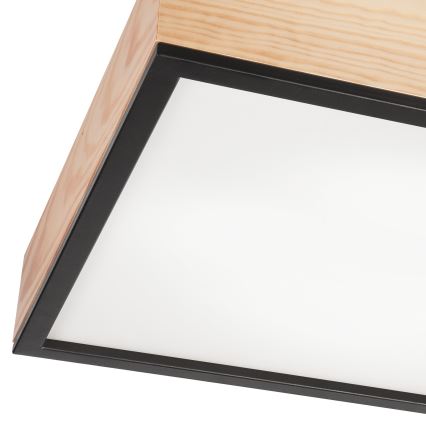 Потолочный светильник NATURAL SQUARE 4xE27/15W/230V 48x48 см сосна/черный