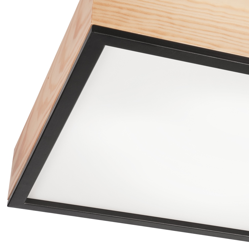 Потолочный светильник NATURAL SQUARE 4xE27/15W/230V 48x48 см сосна/черный