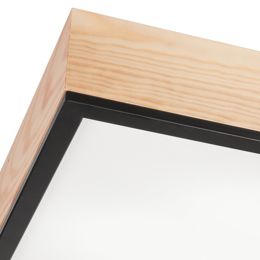 Потолочный светильник NATURAL SQUARE 4xE27/15W/230V 48x48 см сосна/черный