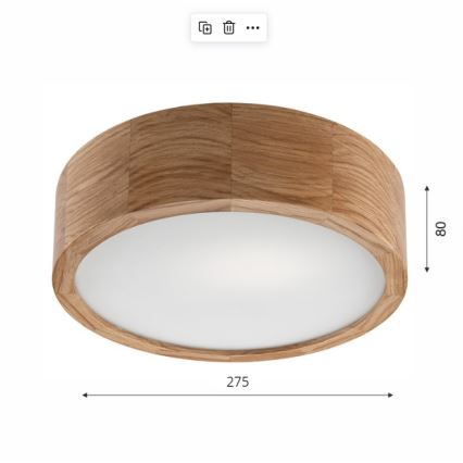 Потолочный светильник OAK 1xE27/60W/230V дуб диаметр 27,5 см - сертифицировано FSC