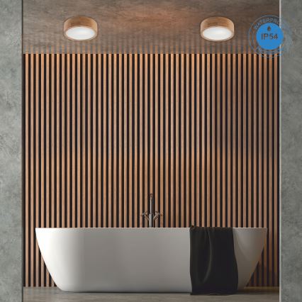 Потолочный светильник для ванной комнаты OAK 2xE27/15W/230V IP54 дуб диаметр 27 см