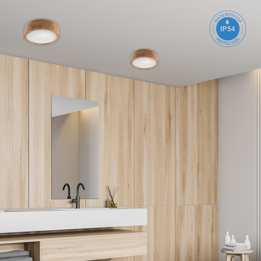 Потолочный светильник для ванной комнаты OAK 2xE27/15W/230V IP54 дуб диаметр 27 см