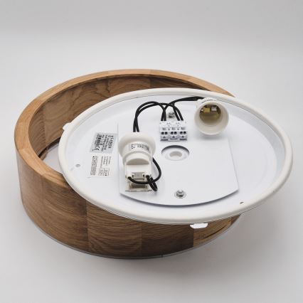 Потолочный светильник для ванной комнаты OAK 2xE27/15W/230V IP54 дуб диаметр 27 см