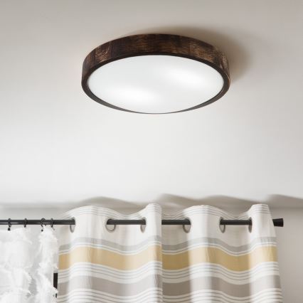 Потолочный светильник OAK SLIM 2xE27/15W/230V диам. 37 см дуб/тёмно-коричневый