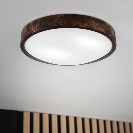 Потолочный светильник OAK SLIM 2xE27/15W/230V диам. 37 см дуб/тёмно-коричневый