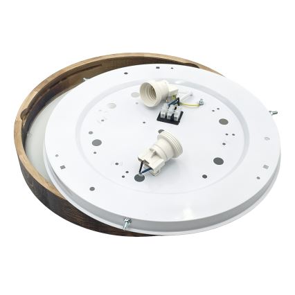 Потолочный светильник OAK SLIM 2xE27/15W/230V диам. 37 см дуб/тёмно-коричневый