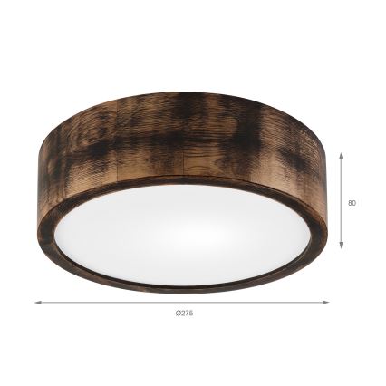 Потолочный светильник OAK SMOKY 1xE27/15W/230V диаметр 27,5 см дуб/темно-коричневый