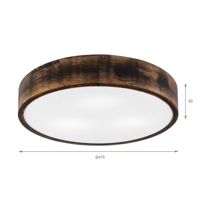 Потолочный светильник OAK SMOKY 3xE27/15W/230V диаметр 47,5 см дуб/темно-коричневый