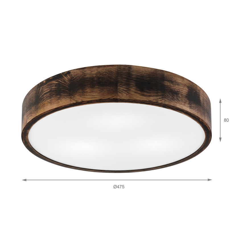 Потолочный светильник OAK SMOKY 3xE27/15W/230V диаметр 47,5 см дуб/темно-коричневый
