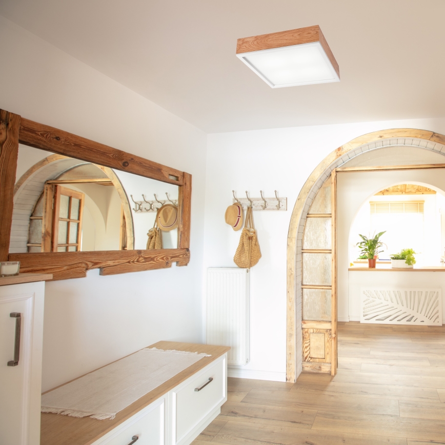 Потолочный светильник OAK SQUARE 4xE27/15W/230V 39x39 см дуб/белый
