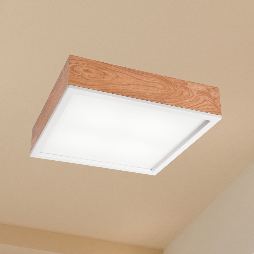 Потолочный светильник OAK SQUARE 4xE27/15W/230V 39x39 см дуб/белый