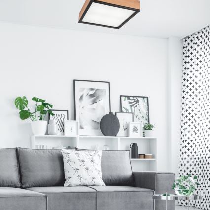 Потолочный светильник OAK SQUARE 4xE27/15W/230V 39x39 см дуб/черный