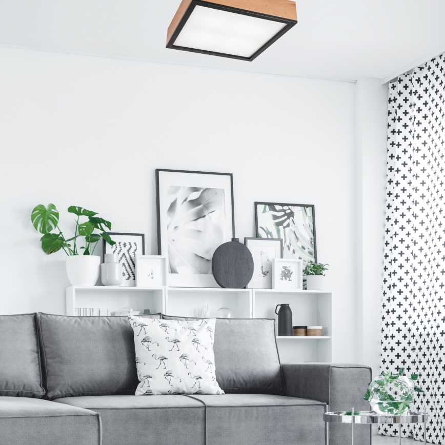 Потолочный светильник OAK SQUARE 4xE27/15W/230V 39x39 см дуб/черный