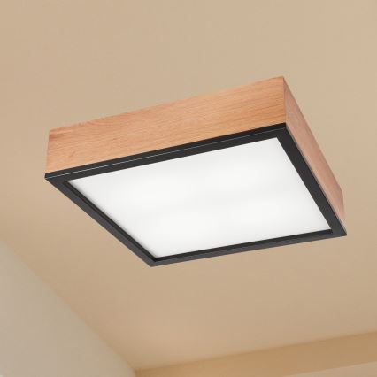 Потолочный светильник OAK SQUARE 4xE27/15W/230V 39x39 см дуб/черный