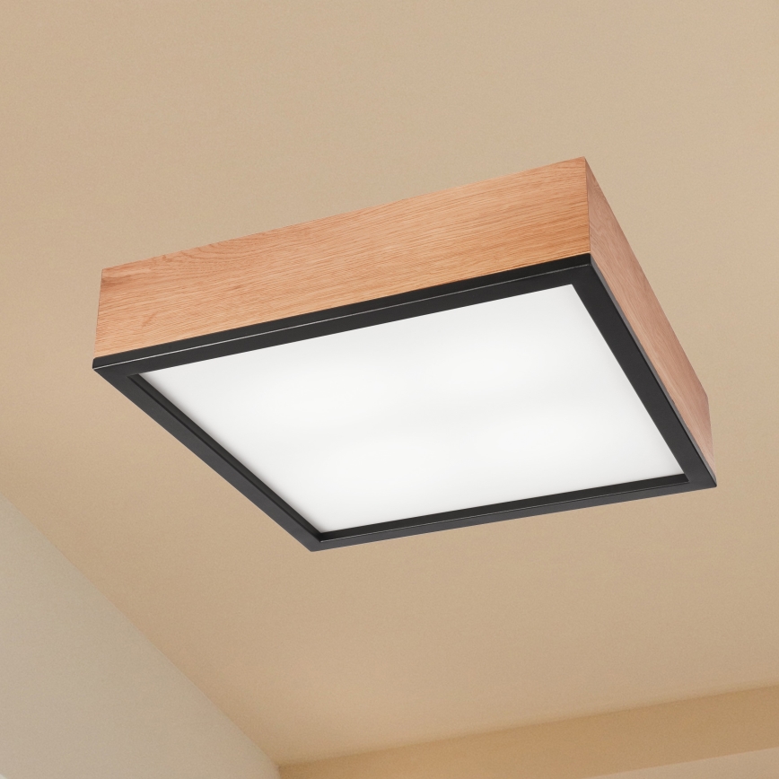Потолочный светильник OAK SQUARE 4xE27/15W/230V 39x39 см дуб/черный