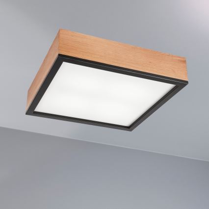 Потолочный светильник OAK SQUARE 4xE27/15W/230V 39x39 см дуб/черный