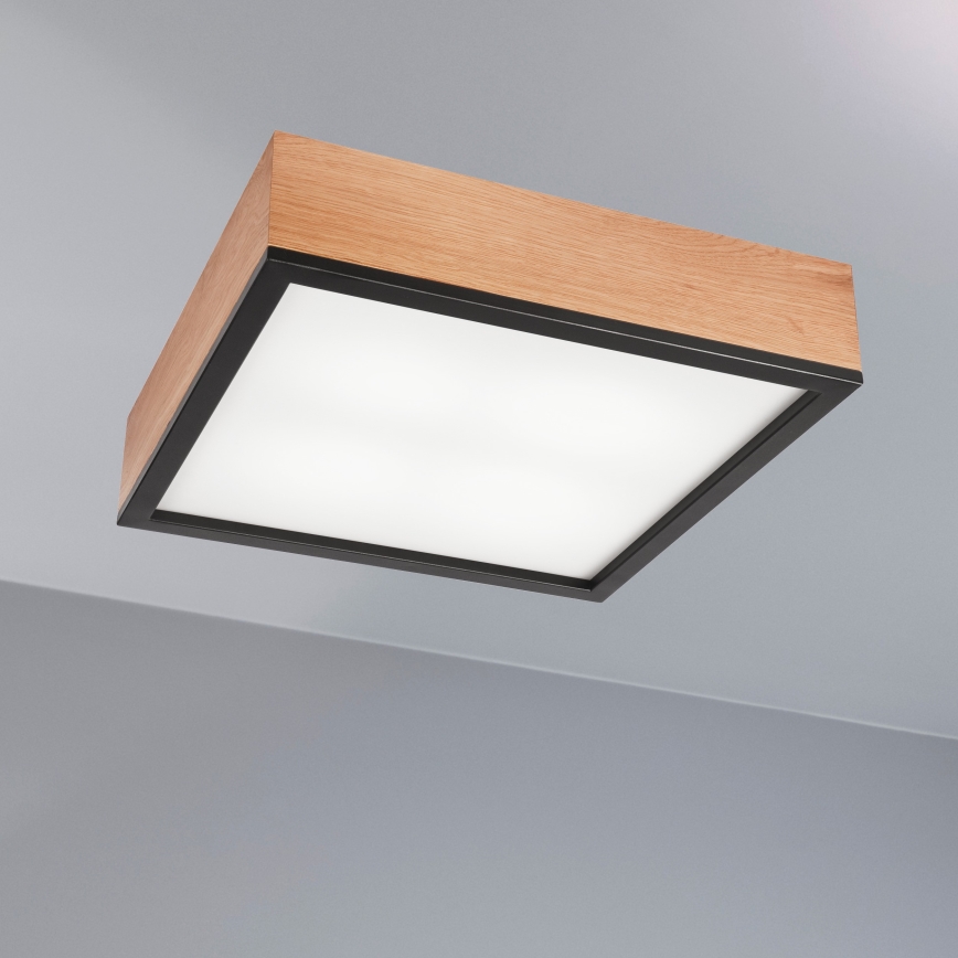 Потолочный светильник OAK SQUARE 4xE27/15W/230V 39x39 см дуб/черный