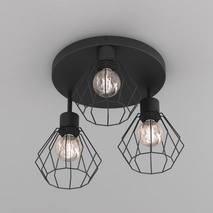 Потолочный светильник PARKLA 3xE27/15W/230V черный